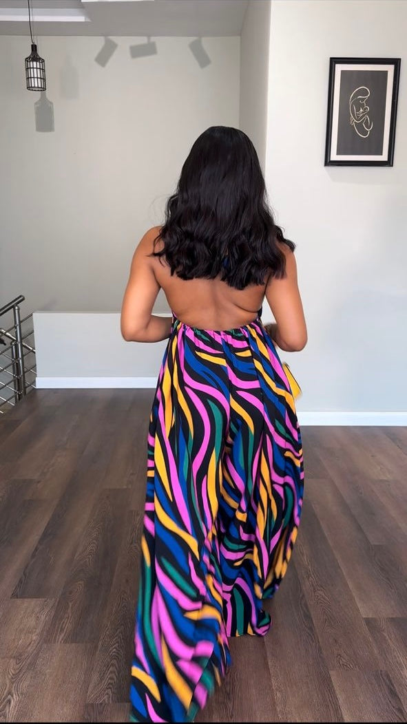 Rainbow crepe jumpsuit(ready to wear )