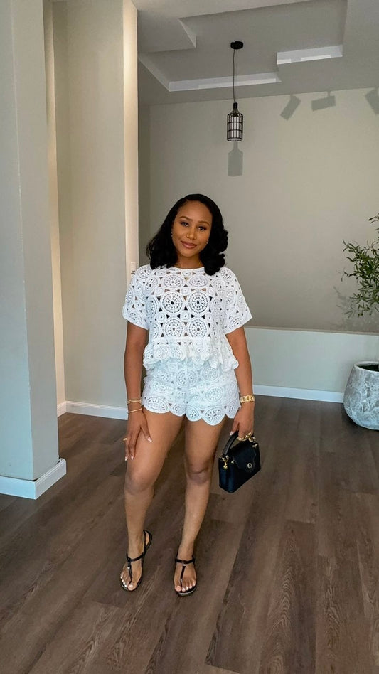 Yejide Crotchet set white (ready to wear)