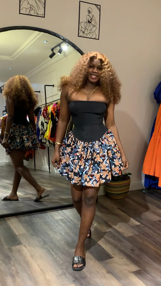 Roseline crepe dress short( ready to wear)